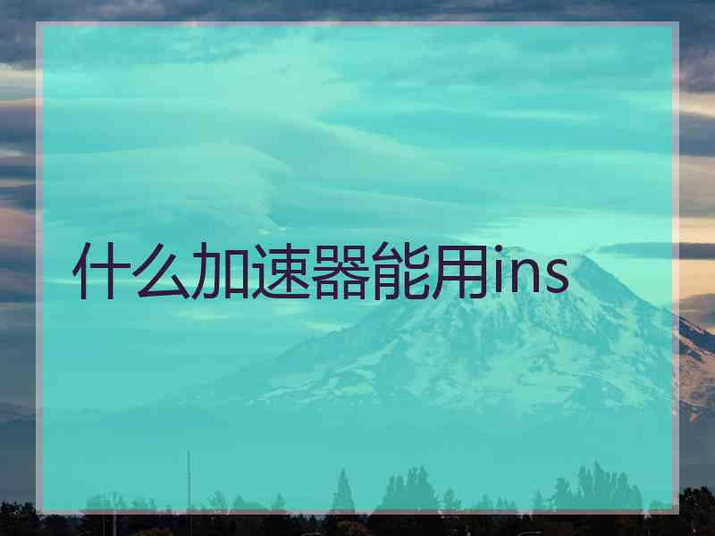 什么加速器能用ins