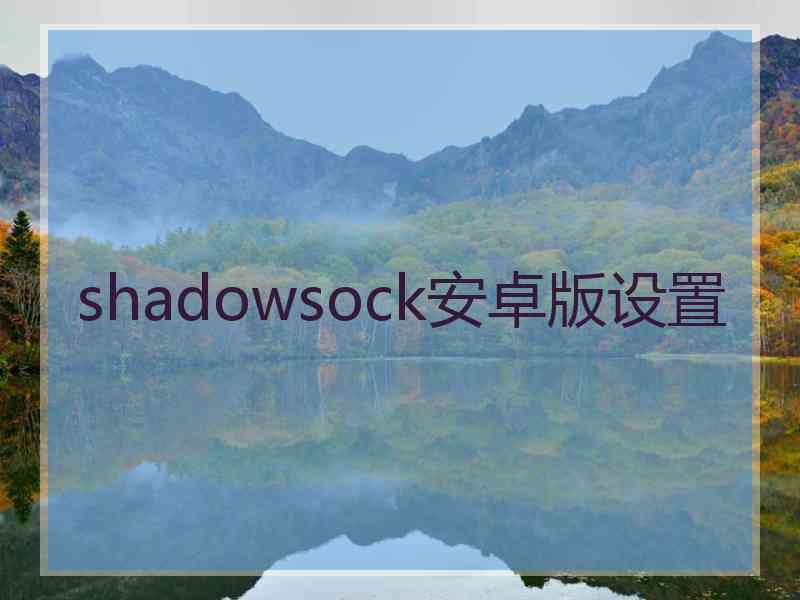 shadowsock安卓版设置