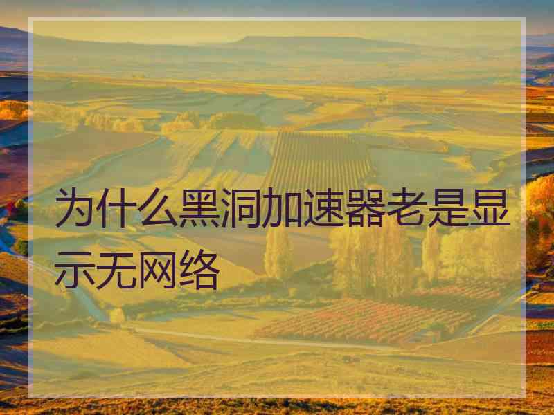 为什么黑洞加速器老是显示无网络