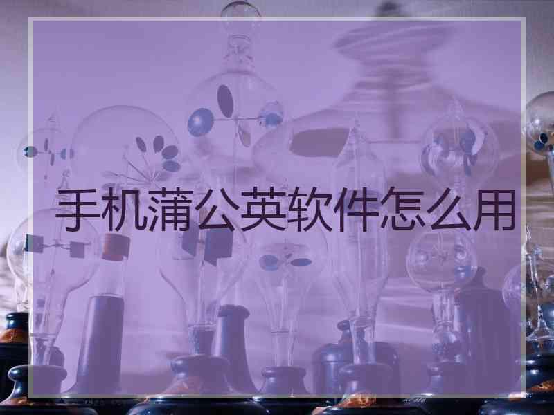 手机蒲公英软件怎么用