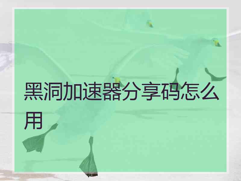 黑洞加速器分享码怎么用