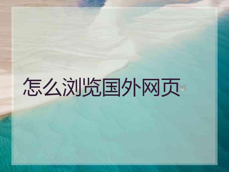 怎么浏览国外网页