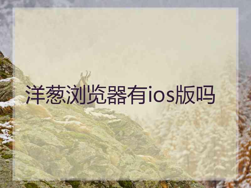 洋葱浏览器有ios版吗